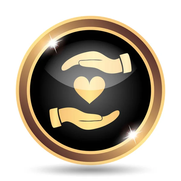 Ruce držící ikonu srdce — Stock fotografie