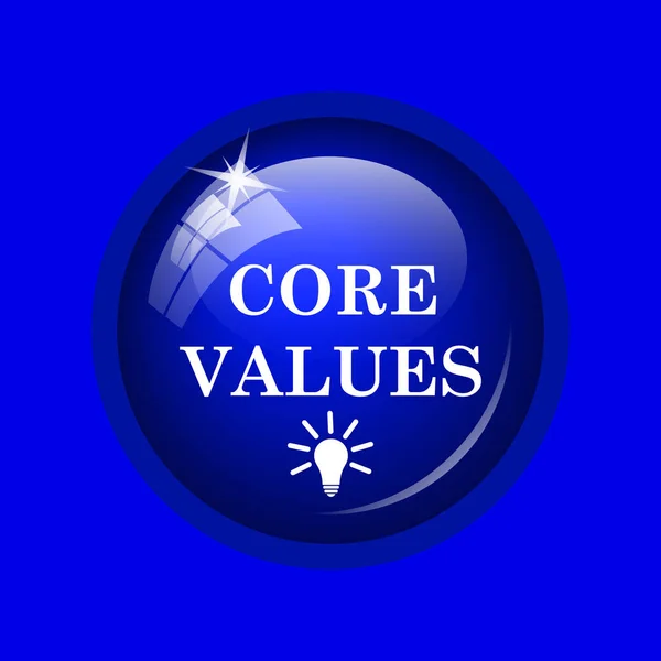 Core values icon. Internet button on blue background.