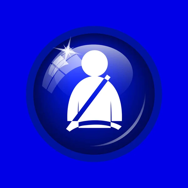Icono Del Cinturón Seguridad Botón Internet Sobre Fondo Azul —  Fotos de Stock