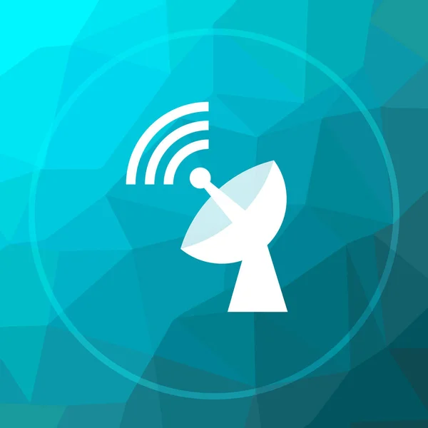 Wireless antenna icon. Wireless antenna website button on blue low poly background