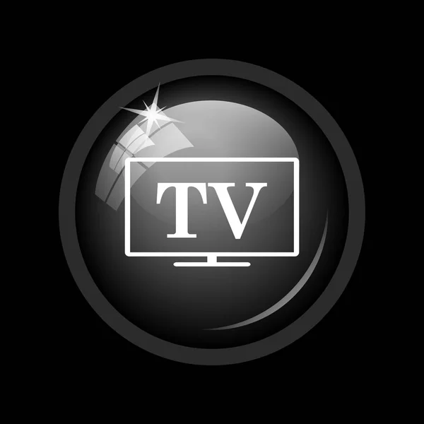 テレビ アイコン 黒い背景にインター ネット ボタン — ストック写真