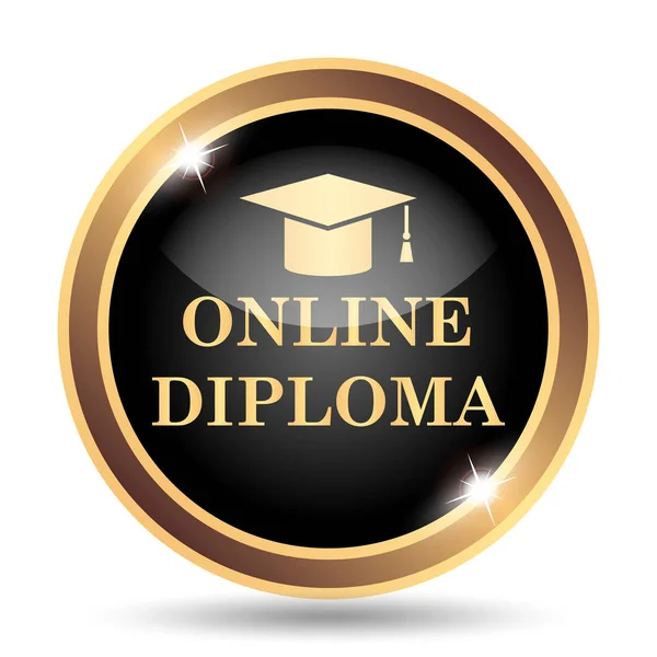 On-line diplomu ikona — Stock fotografie