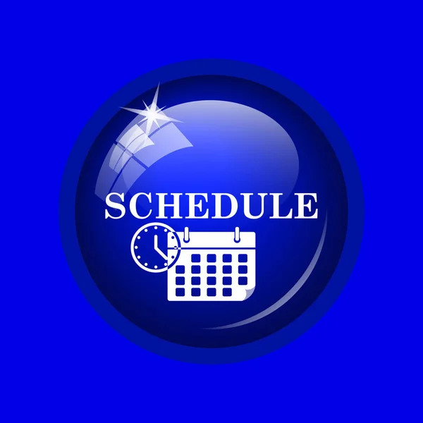 Schedule icon. Internet button on blue background.
