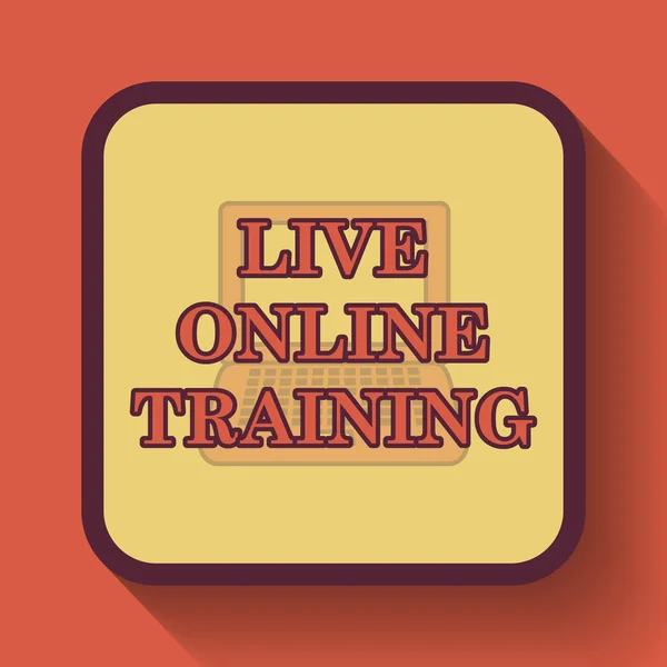 Live online training icon, colored website button on orange background