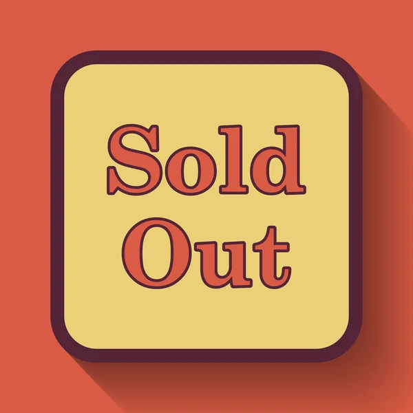 Sold out icon, colored website button on orange background