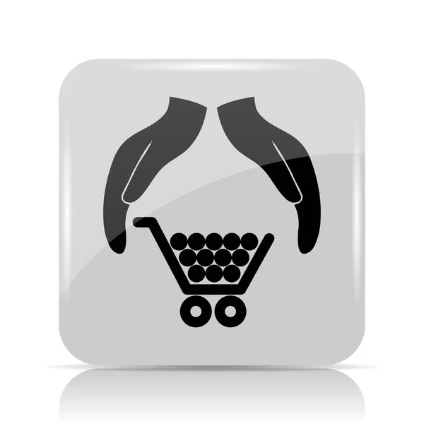 Consumer protection, protecting hands icon — Stock Photo, Image