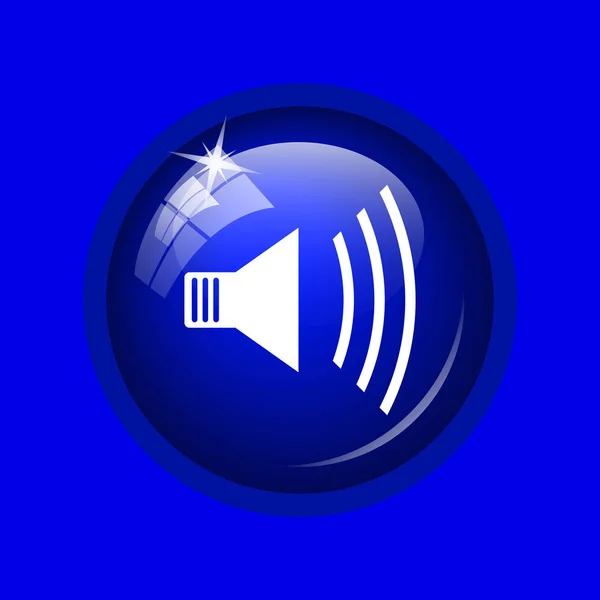 Speaker icon. Internet button on blue background.