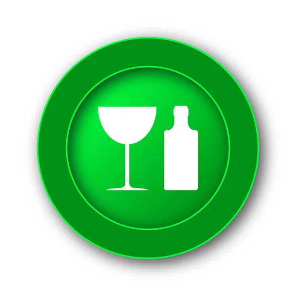 Flasche Und Glas Ikone Internet Taste Auf Weißem Hintergrund — Stockfoto