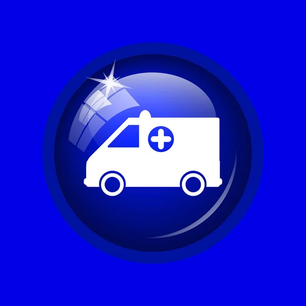 Icono Ambulancia Botón Internet Sobre Fondo Azul — Foto de Stock