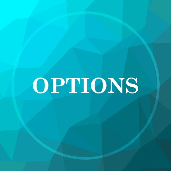 Ikonę Opcje Przycisk Opcje Strony Tle Niebieski Low Poly — Zdjęcie stockowe