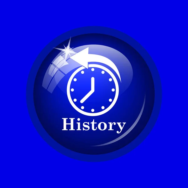Ícone Histórico Botão Internet Fundo Azul — Fotografia de Stock