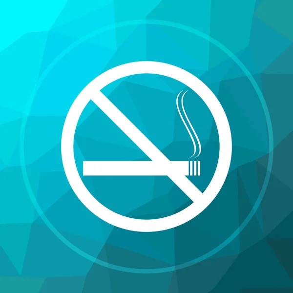 No smoking icon. No smoking website button on blue low poly background