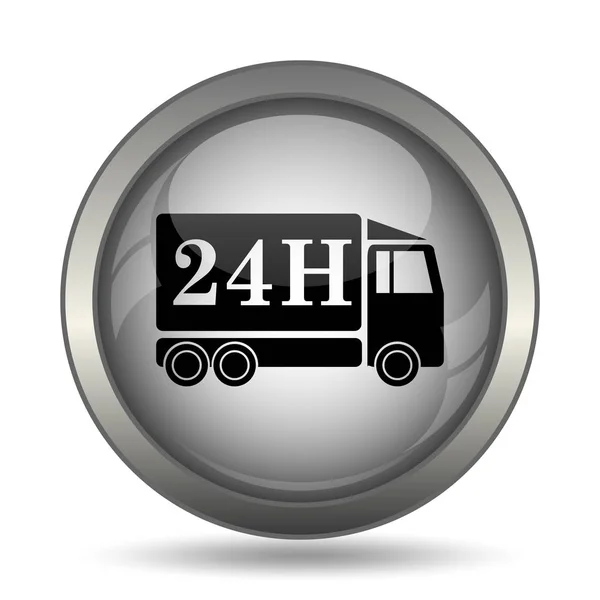 24H Delivery Truck Icon Black Website Button White Background — Stock Photo, Image