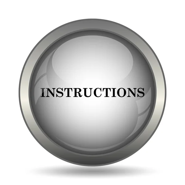 Instructions icon, black website button on white background