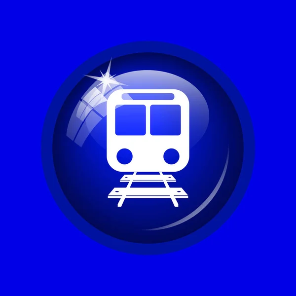 Icono Del Tren Botón Internet Sobre Fondo Azul —  Fotos de Stock