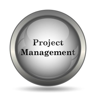 Proje Yönetimi simgesi, siyah Web sitesi düğmesi beyaz arka plan üzerinde