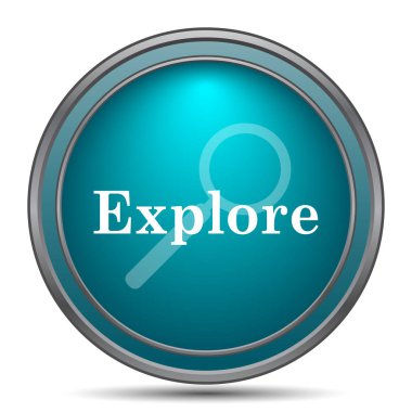 Simge keşfedin. Beyaz arka plan üzerinde Internet düğmesi