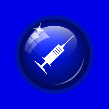 Şırınga simgesi. Mavi arka plan Internet düğmesini.
