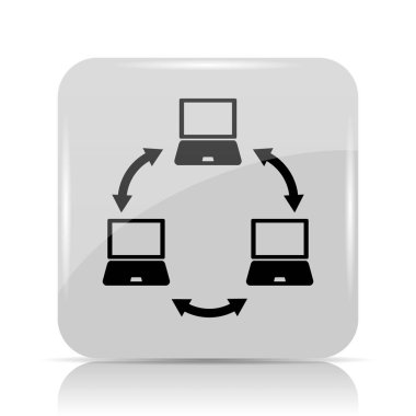 Bilgisayar ağ kutsal kişilerin resmi. Beyaz arka plan üzerinde Internet düğmesi