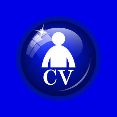 CV simgesi. Mavi arka plan Internet düğmesini.