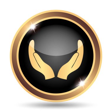 Eller simgesini korumak. Beyaz arka plan üzerinde Internet düğmesi