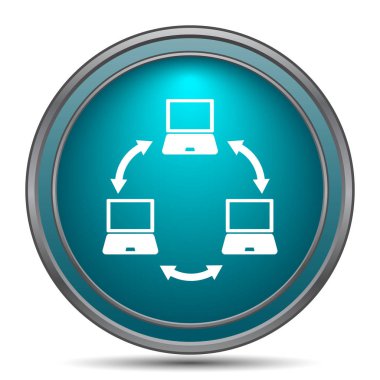 Bilgisayar ağ kutsal kişilerin resmi. Beyaz arka plan üzerinde Internet düğmesi