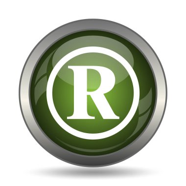 Tescilli işareti simgesi. Beyaz arka plan üzerinde Internet düğmesi.