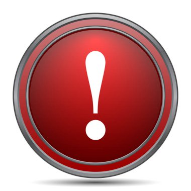 Dikkat simgesi. Beyaz arka plan üzerinde Internet düğmesi