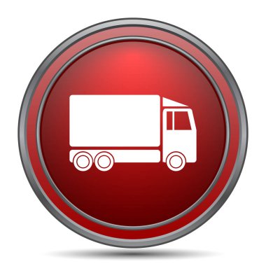 Kamyon simgesi. Beyaz arka plan üzerinde Internet düğmesi
