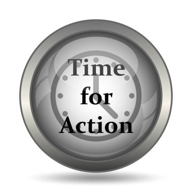 Zaman eylem simgesi, siyah beyaz arka plan Web sitesi düğmesi için