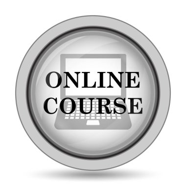 Online ders simgesi. Beyaz arka plan üzerinde Internet düğmesi