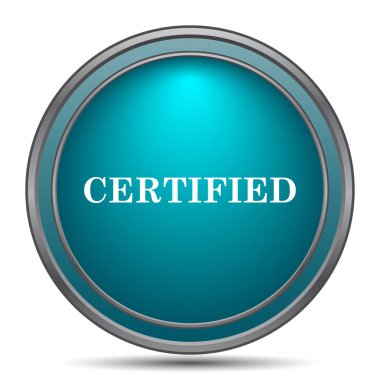 Sertifikalı simgesi. Beyaz arka plan üzerinde Internet düğmesi