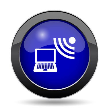 Kablosuz dizüstü simgesi. Beyaz arka plan üzerinde Internet düğmesi