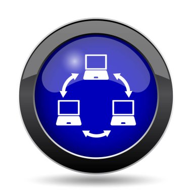 Bilgisayar ağ kutsal kişilerin resmi. Beyaz arka plan üzerinde Internet düğmesi