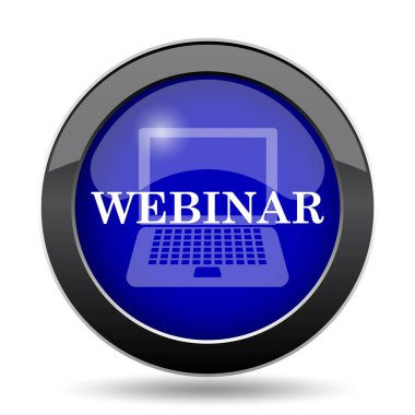 Webinar simgesi. Beyaz arka plan üzerinde Internet düğmesi