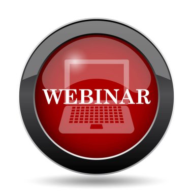 Webinar simgesi. Beyaz arka plan üzerinde Internet düğmesi