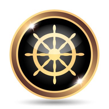 Deniz tekerlek simgesi. Beyaz arka plan üzerinde Internet düğmesi