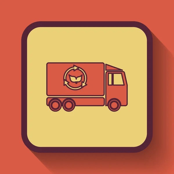 Eco Truck Icon Colored Website Button Orange Background — Stock Photo, Image