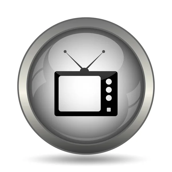 Retro Icono Televisión Botón Del Sitio Web Negro Sobre Fondo — Foto de Stock