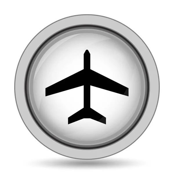Icono Avión Botón Internet Sobre Fondo Blanco —  Fotos de Stock