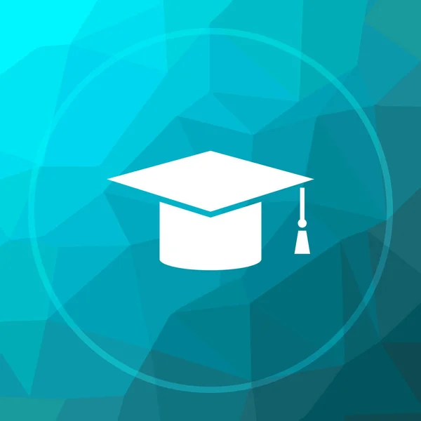 Icono Graduación Botón Del Sitio Web Graduación Sobre Fondo Azul — Foto de Stock
