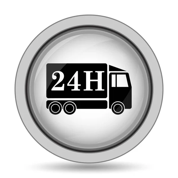 24U Levering Vrachtwagen Pictogram Internet Knop Witte Achtergrond — Stockfoto