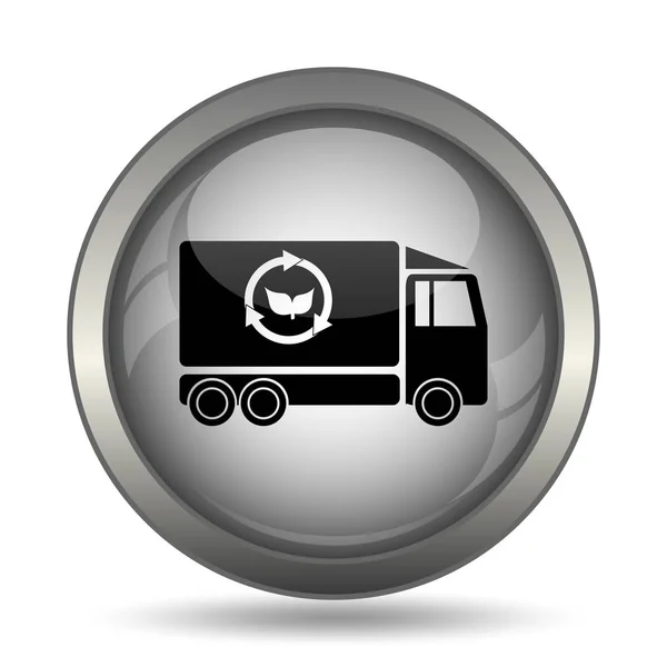 Eco Vrachtwagen Pictogram Zwarte Website Knop Witte Achtergrond — Stockfoto