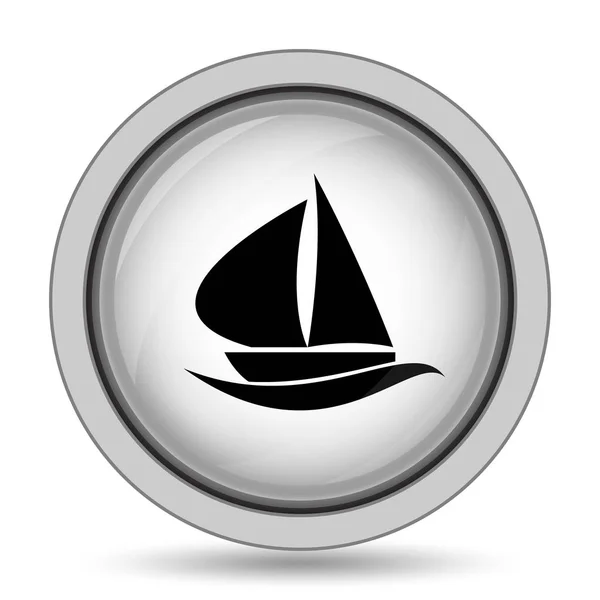 帆船图标 白色背景上的互联网按钮 — 图库照片