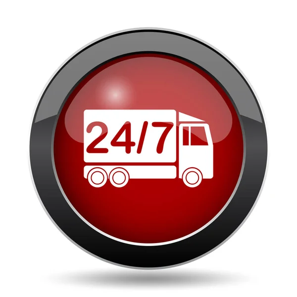 送货卡车图标 白色背景上的互联网按钮 — 图库照片