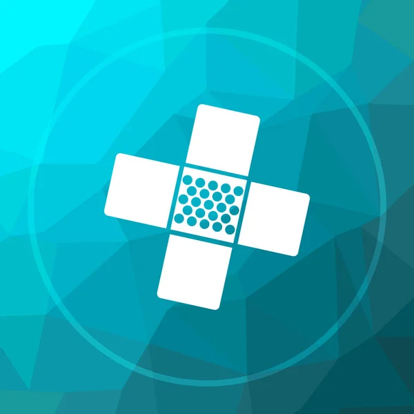 Medical patch icon. Medical patch website button on blue low poly background