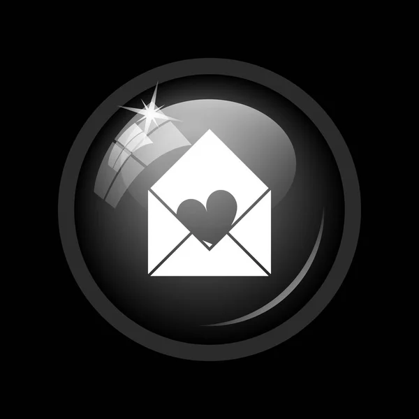 Aşk Simgesi Gönderin Siyah Arka Plan Üzerine Internet Düğmesi — Stok fotoğraf