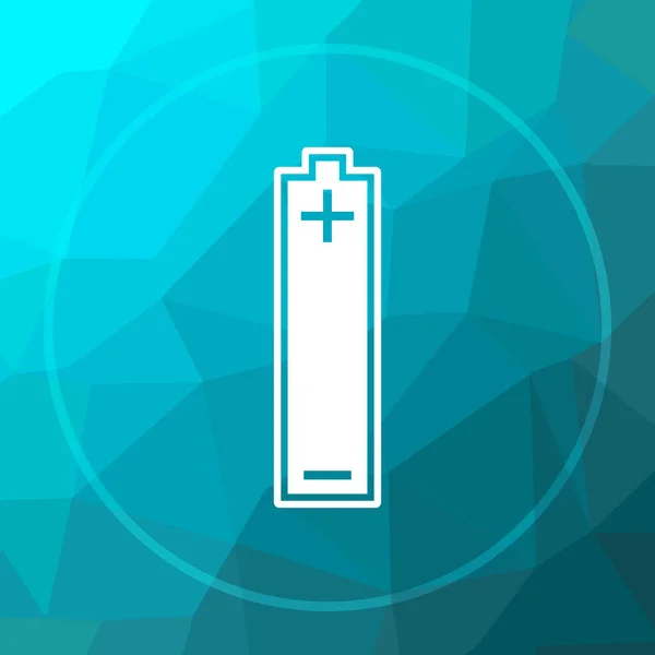 Battery icon. Battery website button on blue low poly background