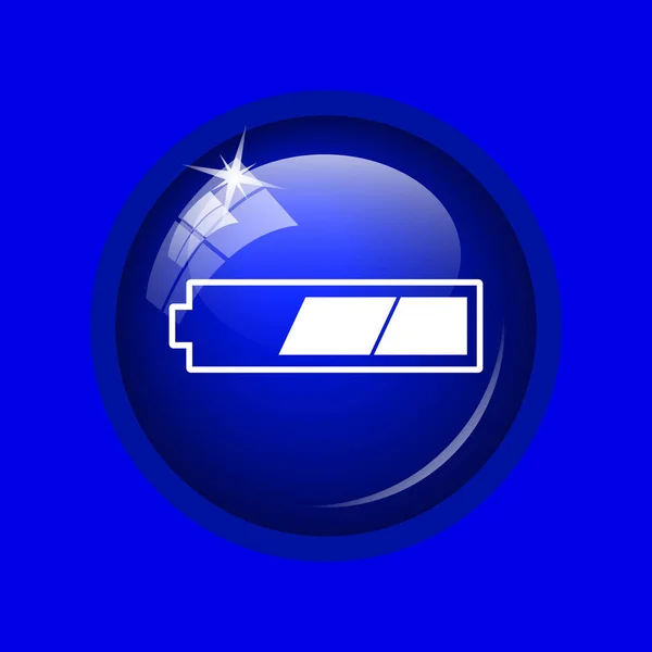 2 thirds charged battery icon. Internet button on blue background.