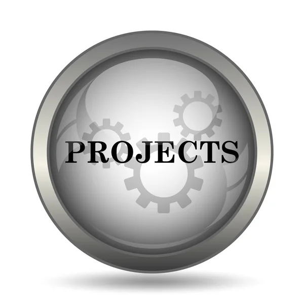 Projects icon, black website button on white background